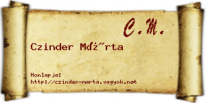 Czinder Márta névjegykártya